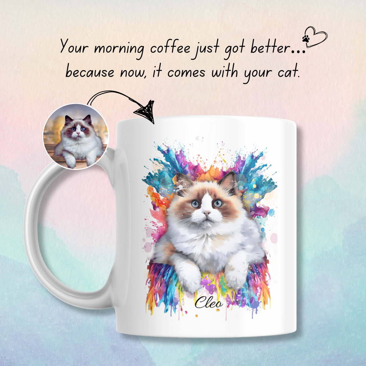 Custom Cat Portrait Mug from Photo