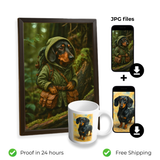 The Curious Explorer Bundle: Personality Framed Portrait + Mug with Custom Watercolor Design + 2 High Quality Digital Files