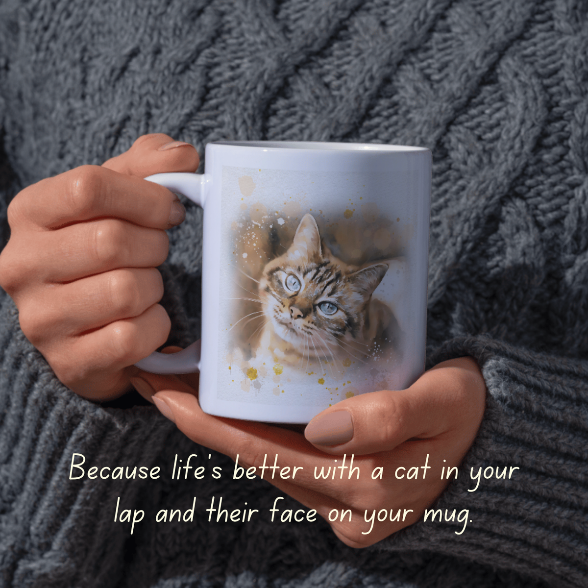 Custom Cat Portrait Mug from Photo
