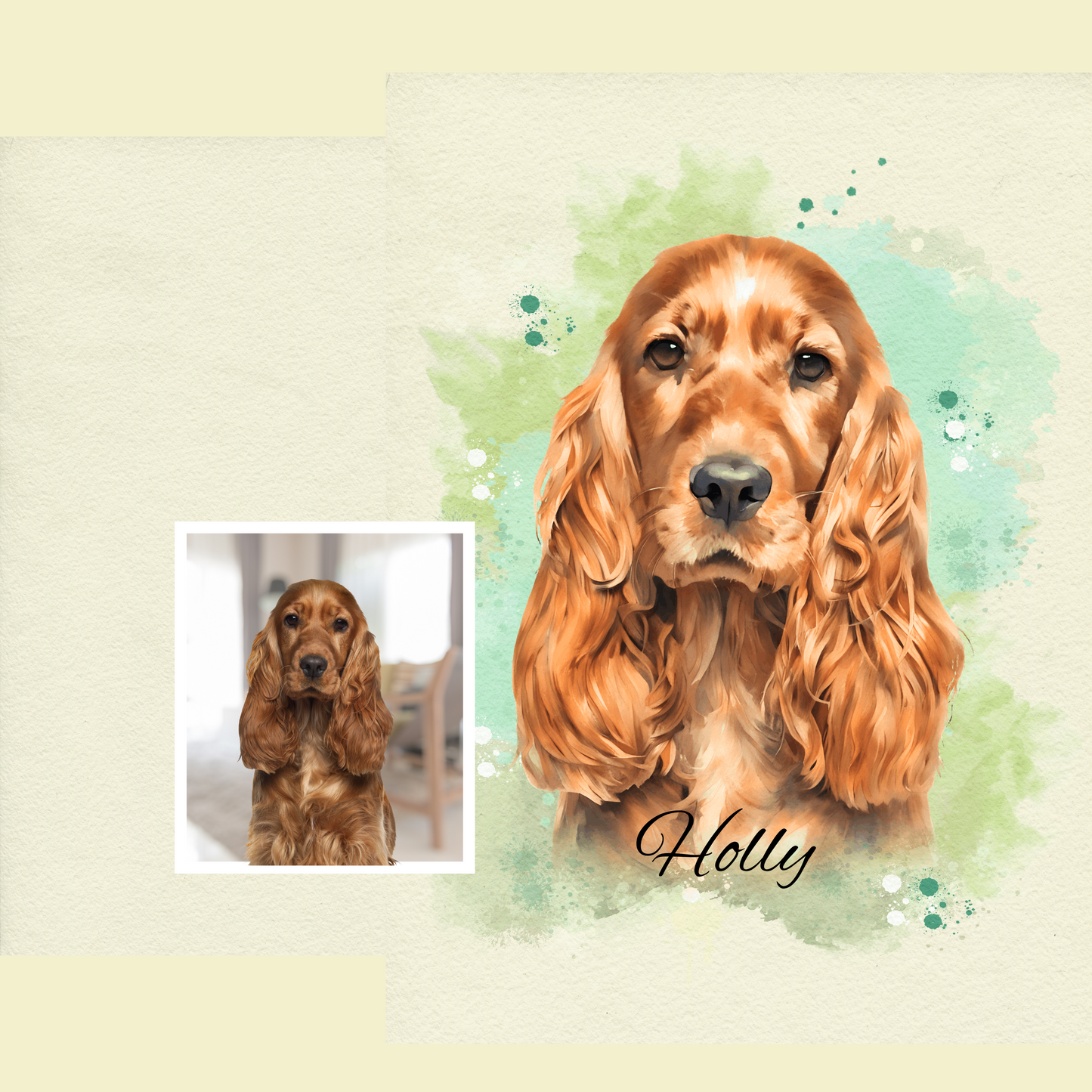 Custom Dog Portrait from Photo - Personalized Pet Painting Gift Watercolor Style Art Based on Your Pet's Picture