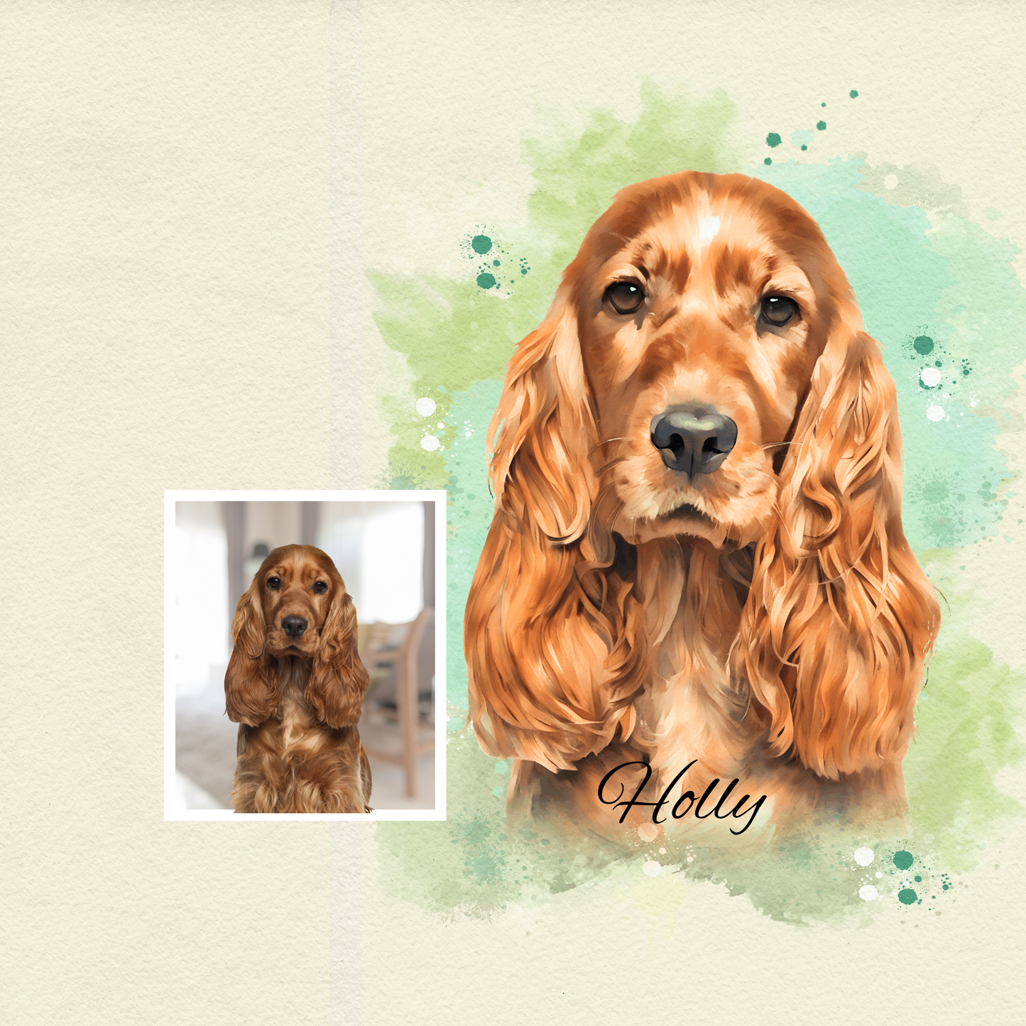 Custom Dog Portrait from Photo - Personalized Pet Painting Gift Watercolor Style Art Based on Your Pet's Picture