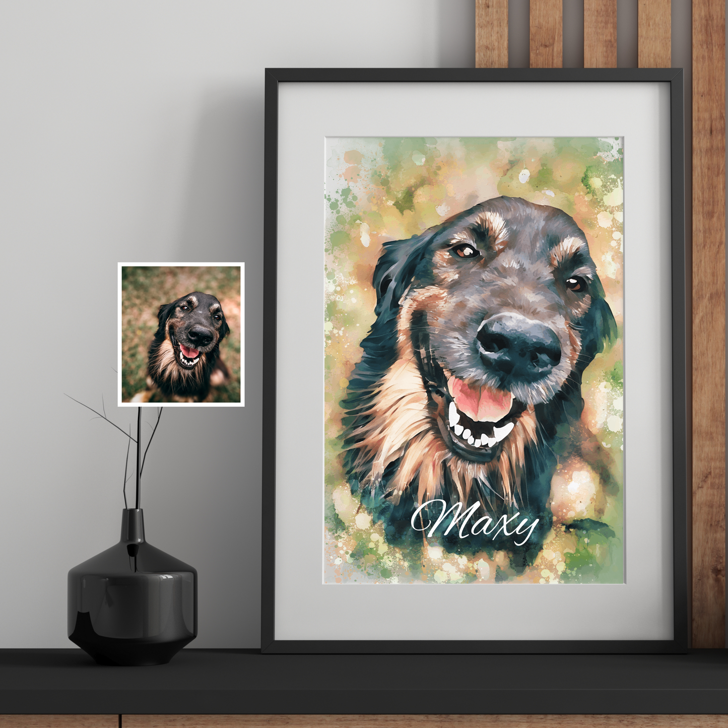 Custom Dog Portrait from Photo - Personalized Pet Painting Gift Watercolor Style Art Based on Your Pet's Picture