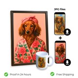The Sassy Diva Bundle: Personality Framed Portrait + Mug with Custom Watercolor Design + 2 High Quality Digital Files