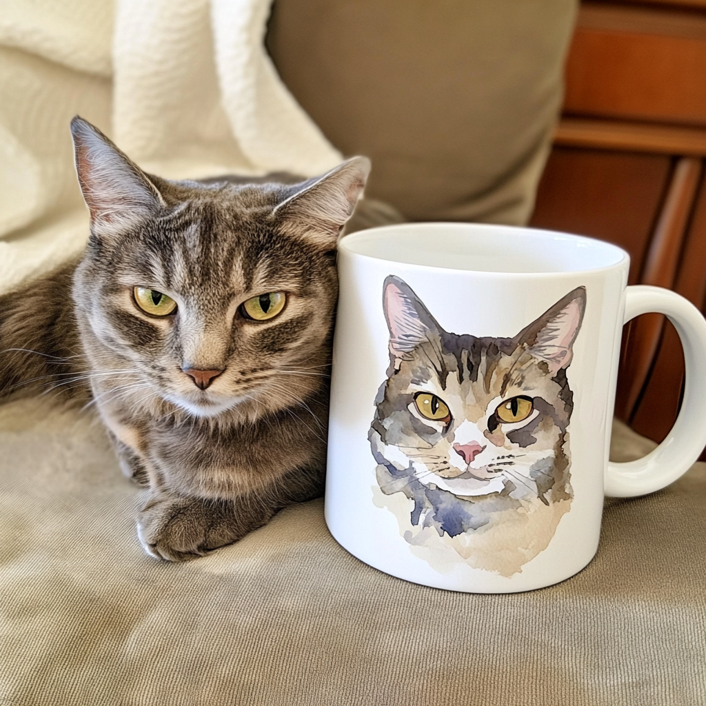 Custom Cat Portrait Mug from Photo