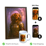 The Brave Warrior Bundle: Personality Framed Portrait + Mug with Custom Watercolor Design + 2 High Quality Digital Files